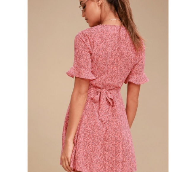 Lulus Castana Rust Red Print Button-Up Dress Sz S - Picture 4 of 9